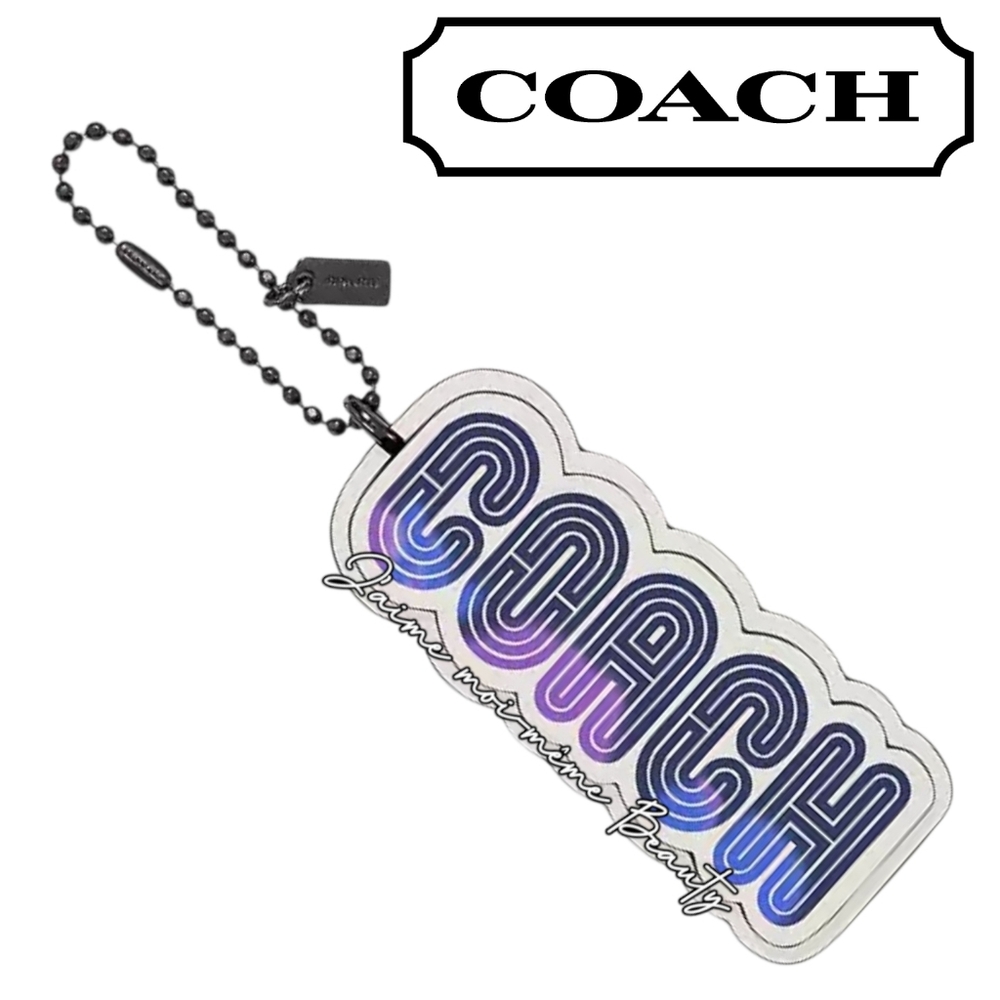 Coach Varsity Bubble Letters Gradient Purple And Blue Leather Bag Charm